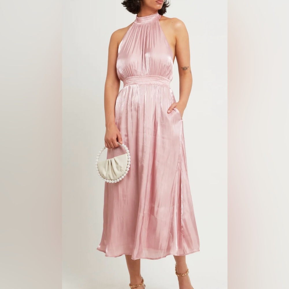 o.p.t‎ Caralyn Dress pink halter top maxi dress size medium